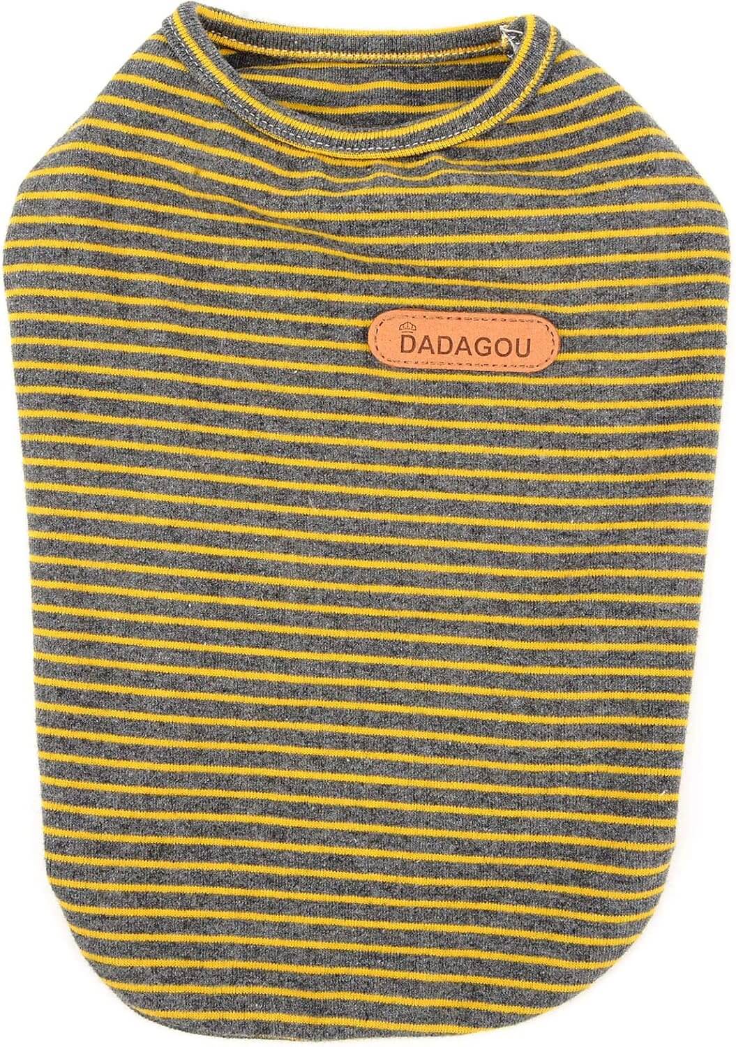 Thin Trend Striped Dog Top in breathable cotton with colorful stripes, lightweight for dogs and cats by Dadagou.