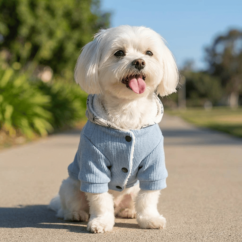 This Is My Food Dog Hoodie on a small dog, showcasing stylish comfort with breathable fabric for Dogs & Cats.