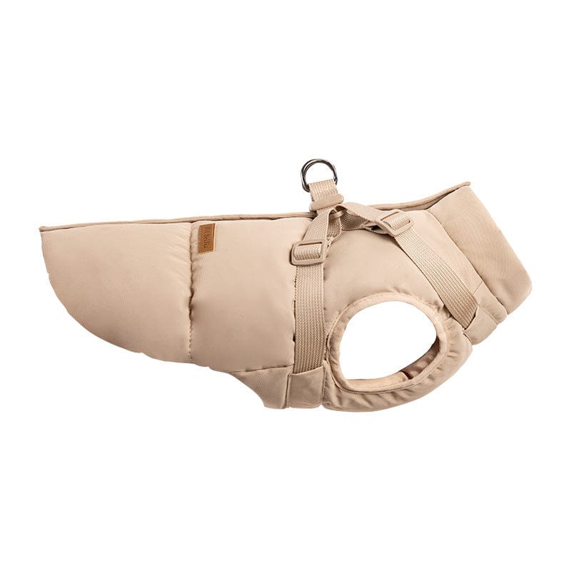 UrbanShield Puffer Harness Coat, durable padded dog jacket with harness, perfect for Dogs & Cats.