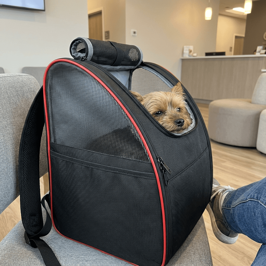 Ventura Pet Travel Backpack for dogs and cats, featuring comfortable design and ventilation for pet travel.