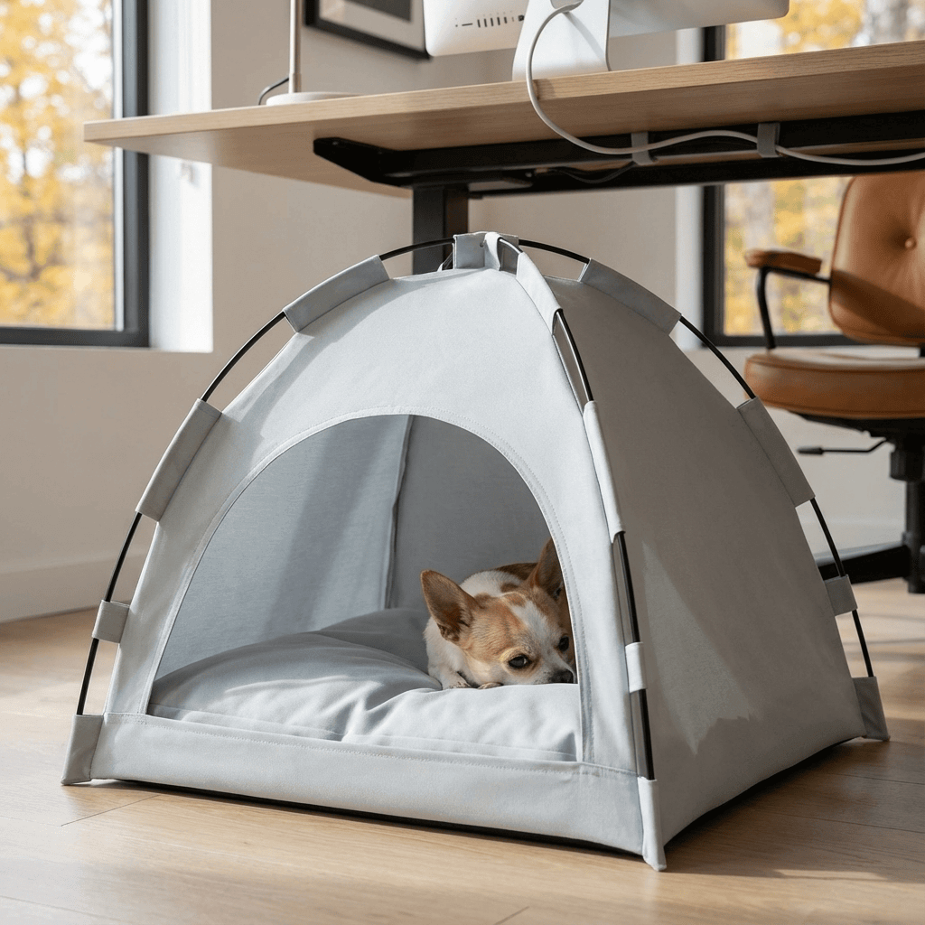 Washable Pet Tent Bed for small dogs and cats, soft polyester, breathable, cozy pet retreat, removable cushion