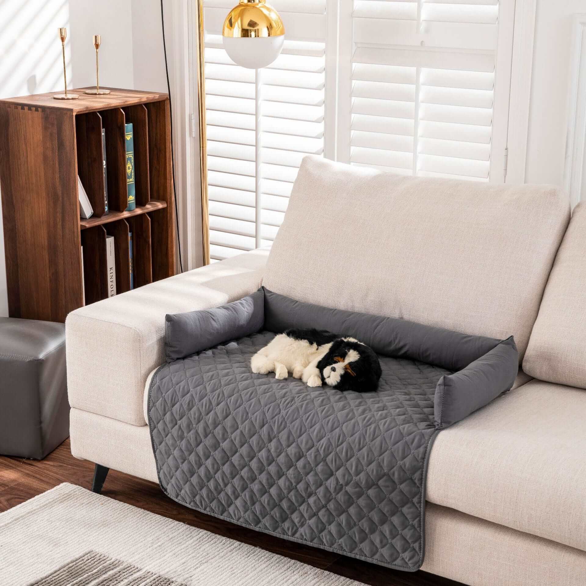 Waterproof Pet Bed Mat on a couch providing comfort and protection for dogs and cats.