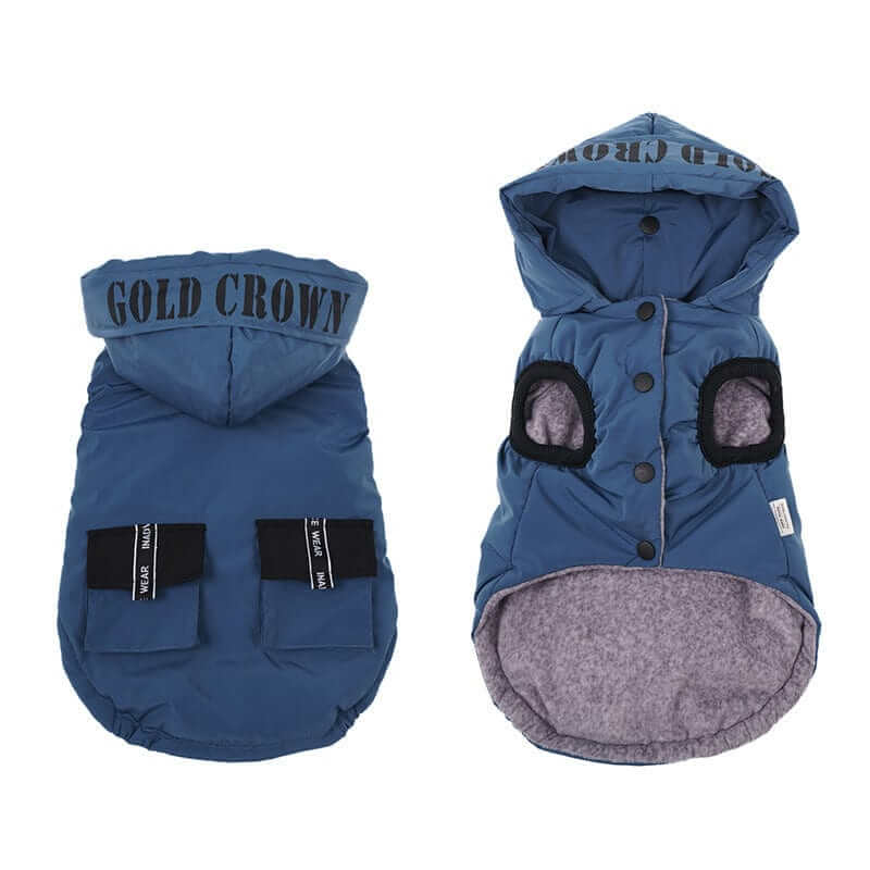 Waterproof Winter Dog Coat, stylish jacket for pets, waterproof material, suitable for dogs and cats, GOLD CROWN.