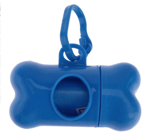 Bone Shape Dog Waste Holder, portable dog poop bag dispenser, cute blue bone design, practical for dog waste removal.