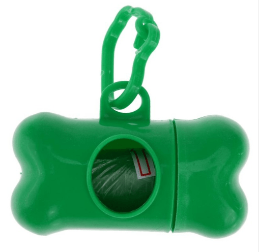 Bone Shape Dog Waste Holder, green dog poop holder, portable pet waste dispenser, Dogs & Cats brand.
