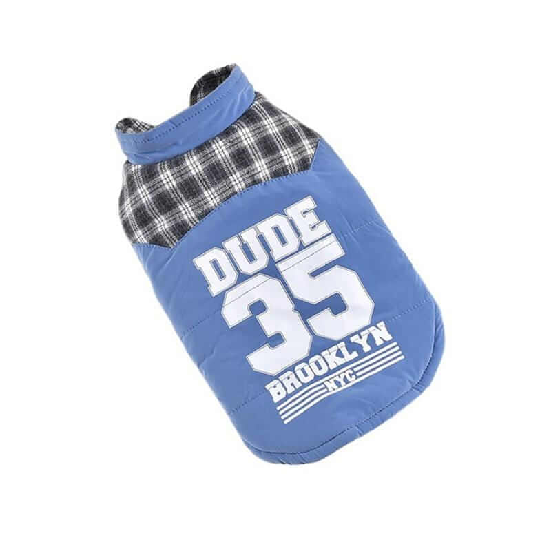 Brooklyn Dude Plaid Dog Jacket - stylish warm jacket for dogs and cats, breathable, lightweight, and comfortable.