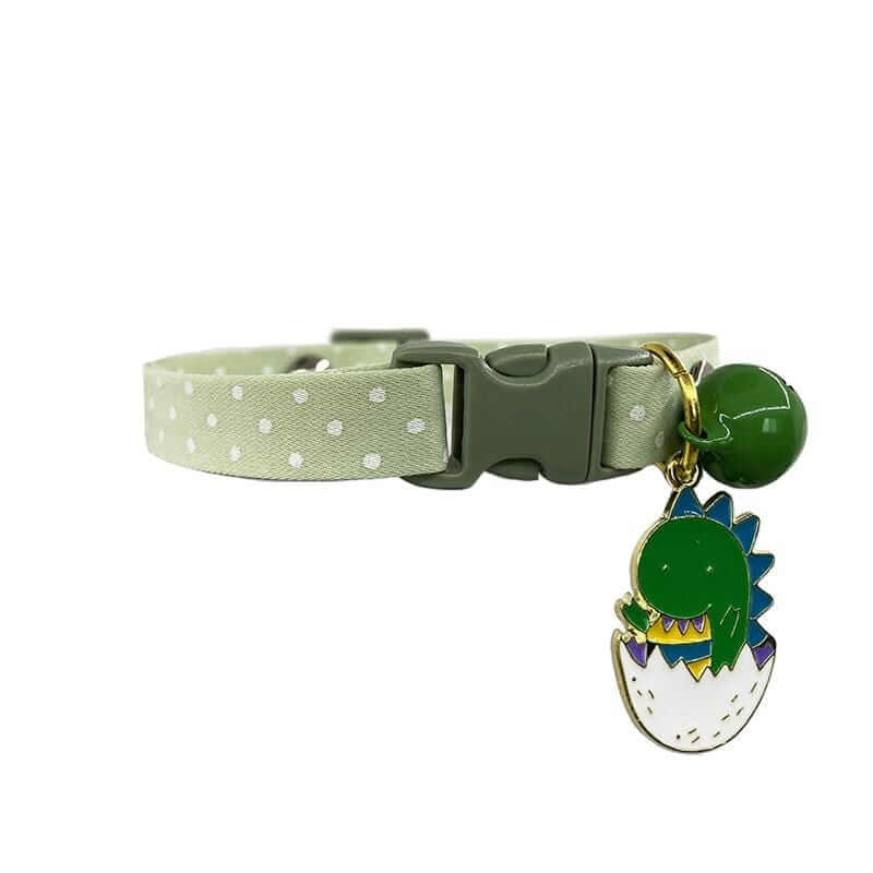 Buckle Closure Cat Bell Collar featuring soft polka dot design, metal tag ring, and breakaway buckle for safety.
