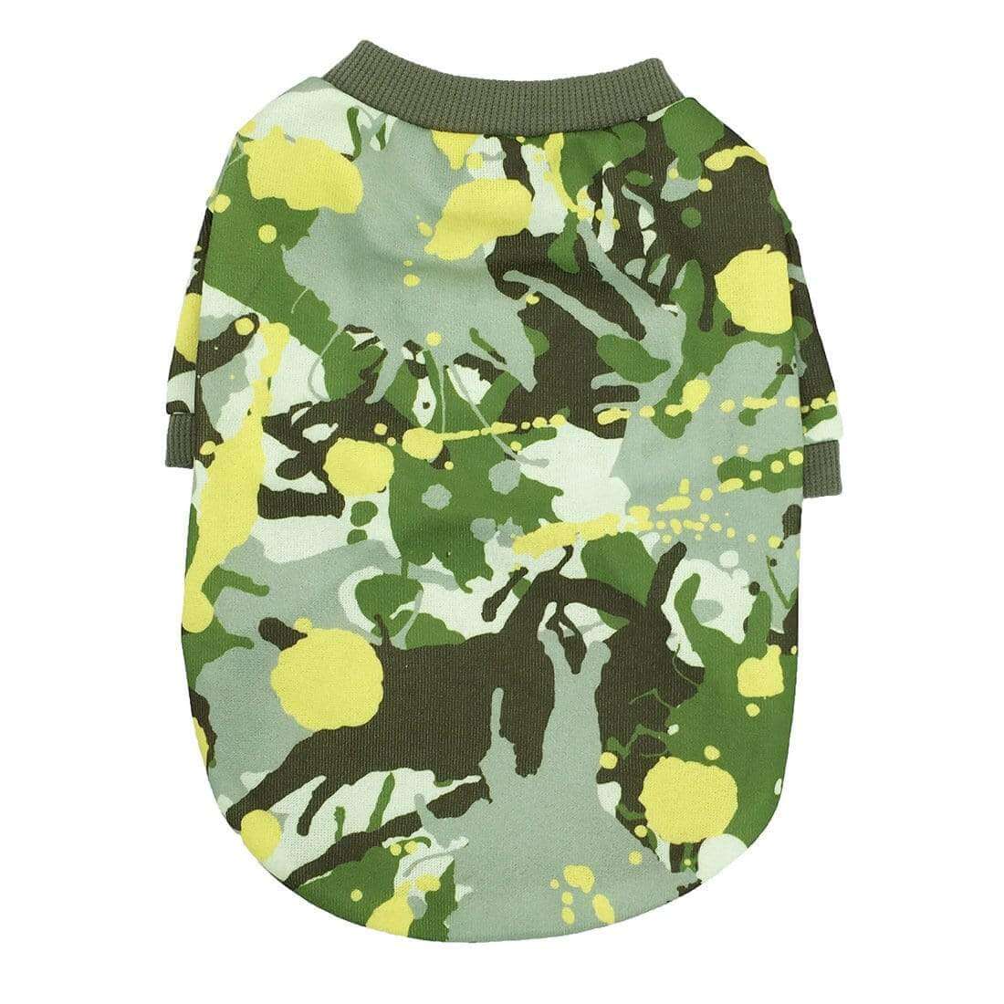 Camouflage Fleece Dog Sweater, lightweight cotton, ribbed collar, perfect for dogs and cats from Dogs & Cats.