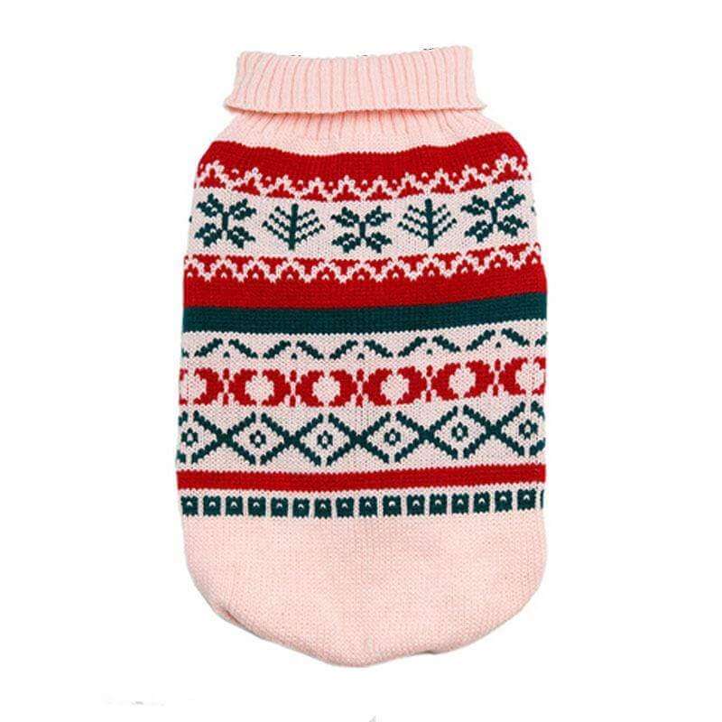 Christmas Pet Lapel Sweater for Dogs & Cats featuring a ribbed mandarin collar and festive winter design.