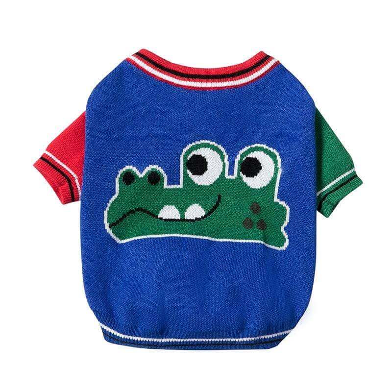 Crocodile Warm Dog Sweater featuring colorful crocodile design, breathable materials for dogs & cats.