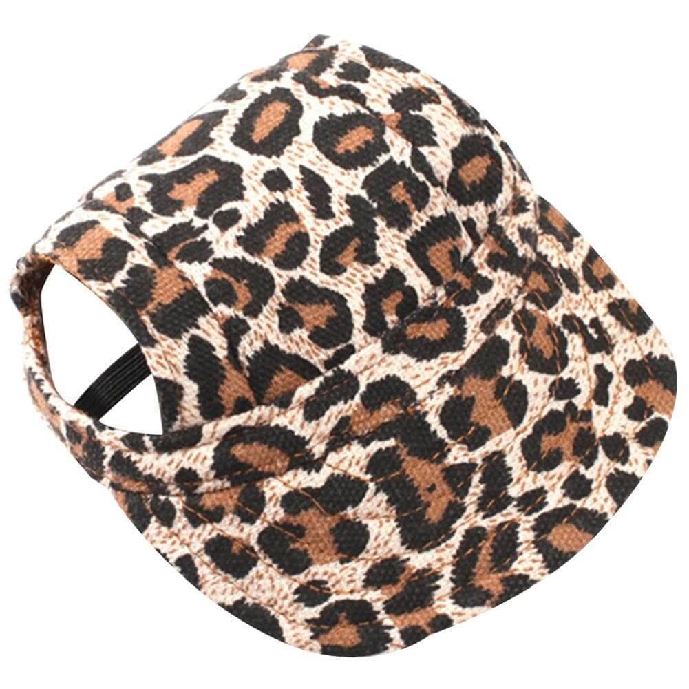 Cut Out Dog Baseball Cap - leopard print dog cap with adjustable elastic strap, designed for stylish dogs from Dogs & Cats.