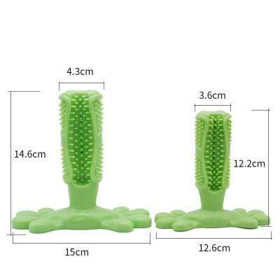Dog Teeth Cleaning Toys in green rubber, designed for dental health with unique brush texture, safe for dogs.