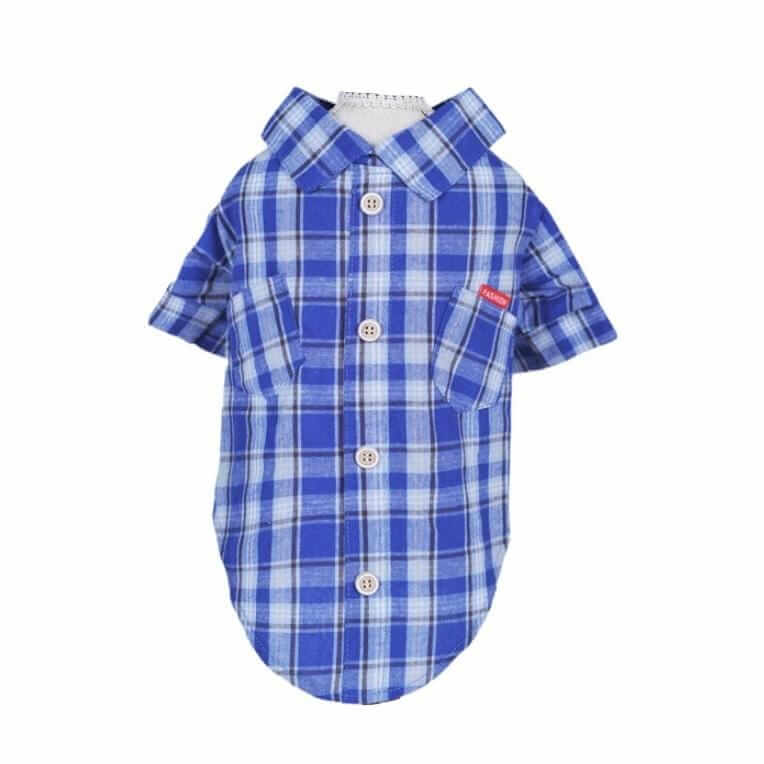 Double Diagonal Pocket Dog Plaid Shirt, plaid shirt for dogs, button up, breathable, Dogs & Cats