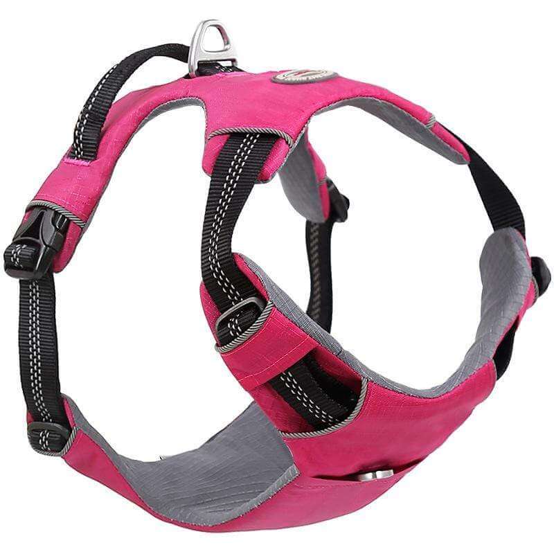 Explosion-proof Dog Walking Harness in pink, featuring adjustable straps and rhinestone studs for dogs and cats.