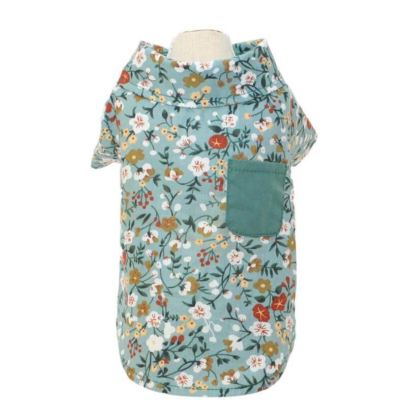 Floral Ways Dog Shirt for Dogs & Cats, lightweight, breathable, colorful floral design, perfect for vacations and pool parties.