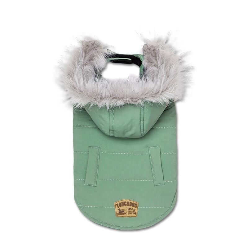 Fur Trim Hood Padded Coat, dog coat with faux fur trim hood, lightweight, cozy design by Dogs & Cats.