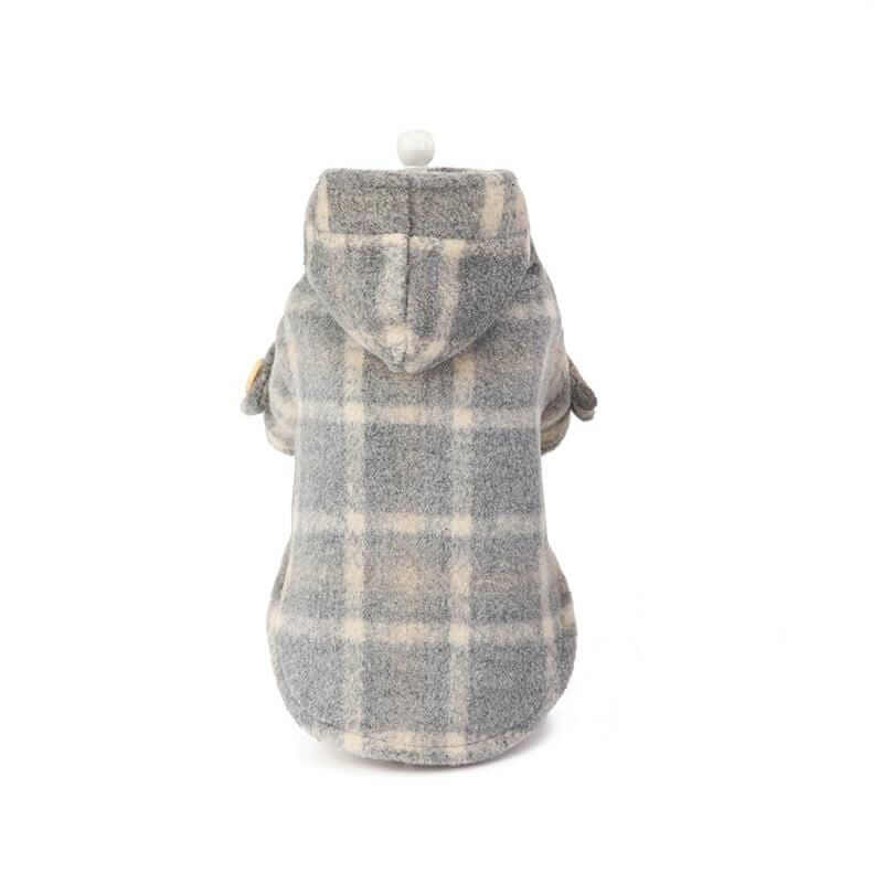 Furtastic Hooded Plaid Dog Coat showing soft plaid fabric, hood, and two-legged style for Dogs & Cats.