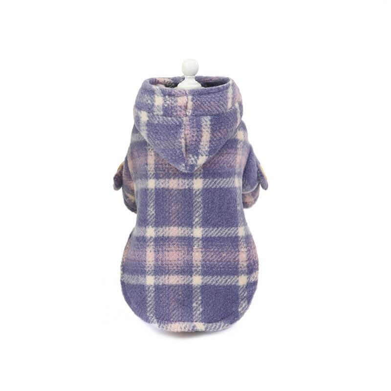 Furtastic Hooded Plaid Dog Coat for Dogs & Cats, featuring breathable soft fabric and lightweight design.