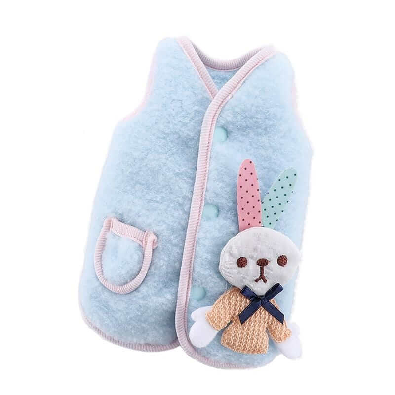 Happy Bunny Dog Teddy Warm Vest - cozy dog vest with soft fabric, button closure, and cute bunny design for dogs & cats.