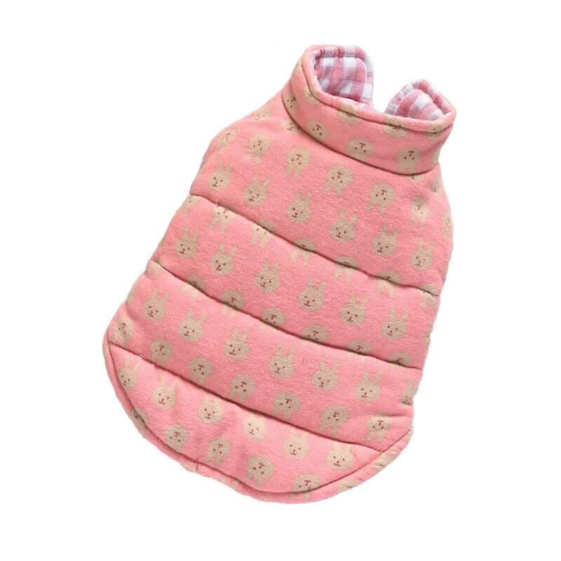 High Neckline Dog Winter Padded Coat by Dogs & Cats, soft pink design, cozy padded high neckline, breathable and warm.