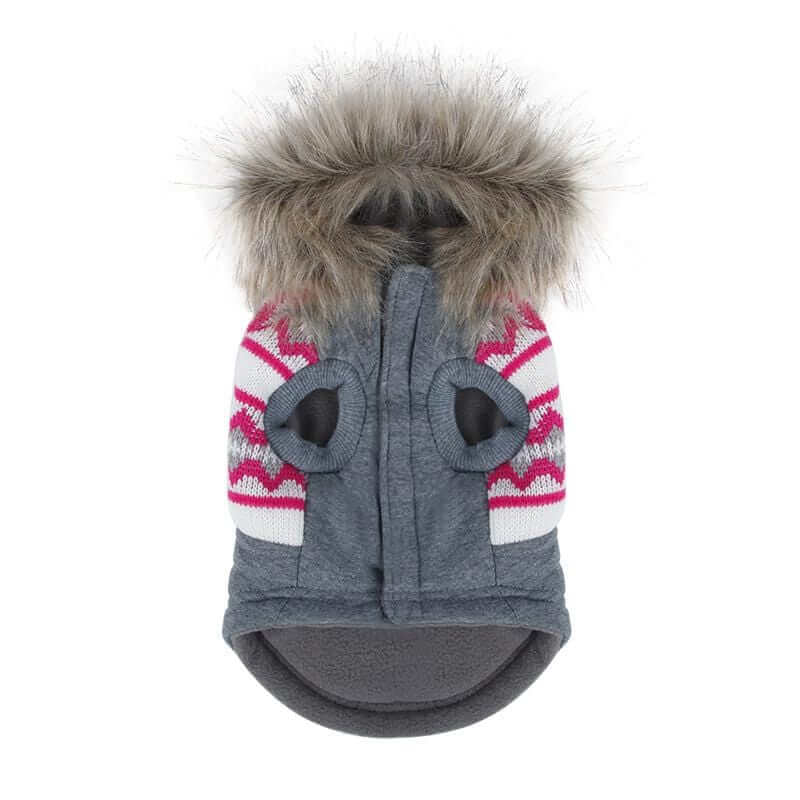 High Roller Fur Collar Trench Coat - dog coat with fur trim, breathable fabric, warm and comfortable for pets - Dogs & Cats