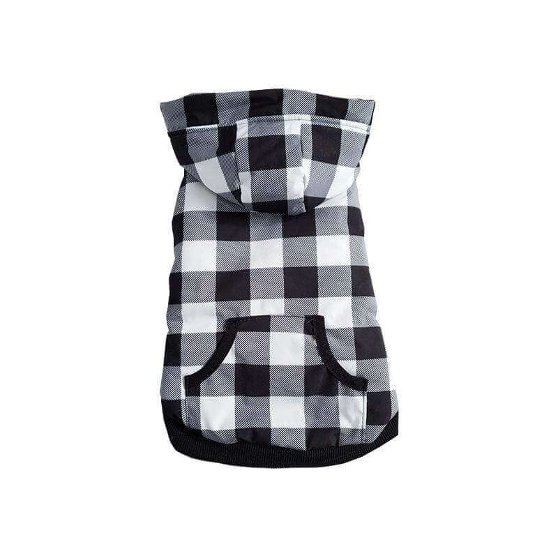 Kangaroo Pocket Plaid Dog Hoodie, cozy dog hoodie with plaid pattern, breathable design for Dogs & Cats.