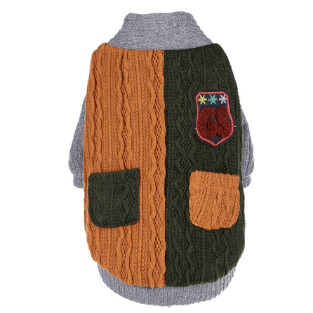 Knitted Dog Winter Sweater featuring a cozy multicolored knit design with pockets by Dogs & Cats brand.