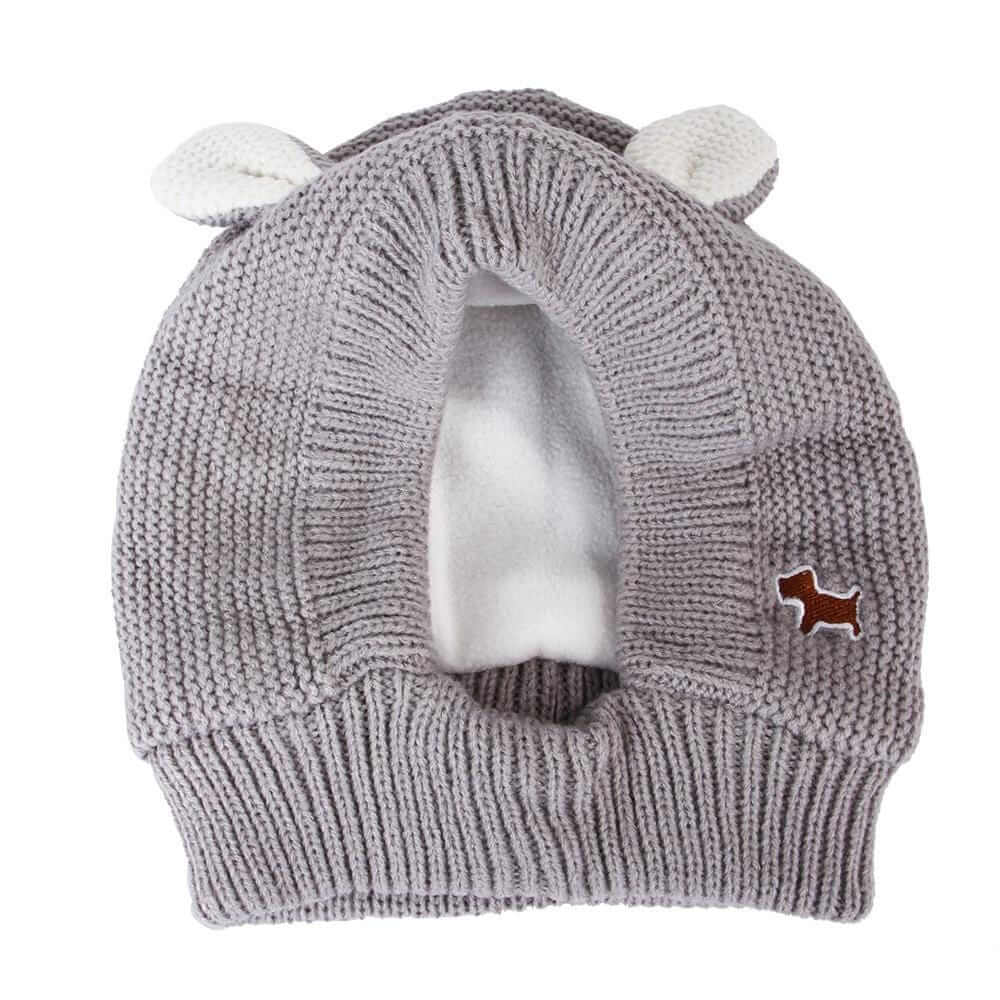 Knitted Rabbit Ear Pet Hat for dogs and cats, made of wool, soft and breathable, features cute rabbit ears.