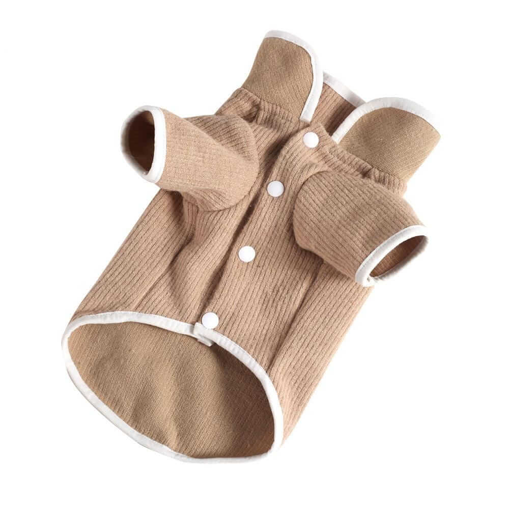 Lapel Collar Knit Dog Sweater, knitted dog sweater, breathable fabric, stylish design, Dogs & Cats brand.