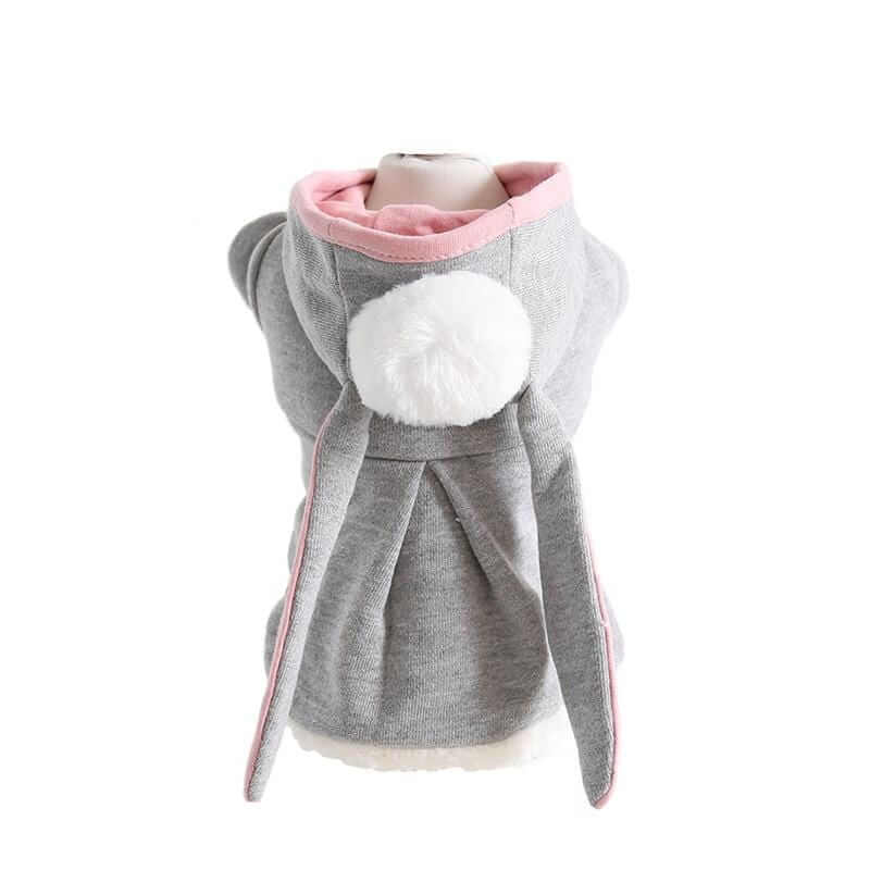 Long Ear Rabbit Dog Sweater featuring rabbit ear design, pompom detailing, and breathable fabric for Dogs & Cats.