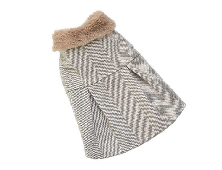 On The Growl Dog Winter Coat, stylish dog coat with faux fur collar, breathable fabric for dogs & cats.