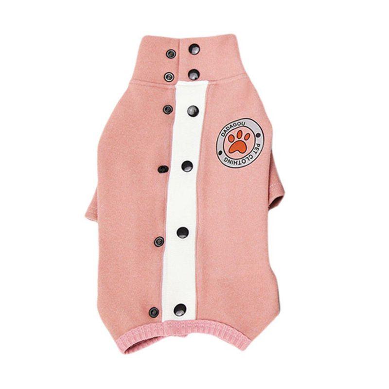 Paw Print Teddy Dog Sweater featuring breathable fleece fabric, lightweight design, and easy snap buttons for dogs by Dogs & Cats.