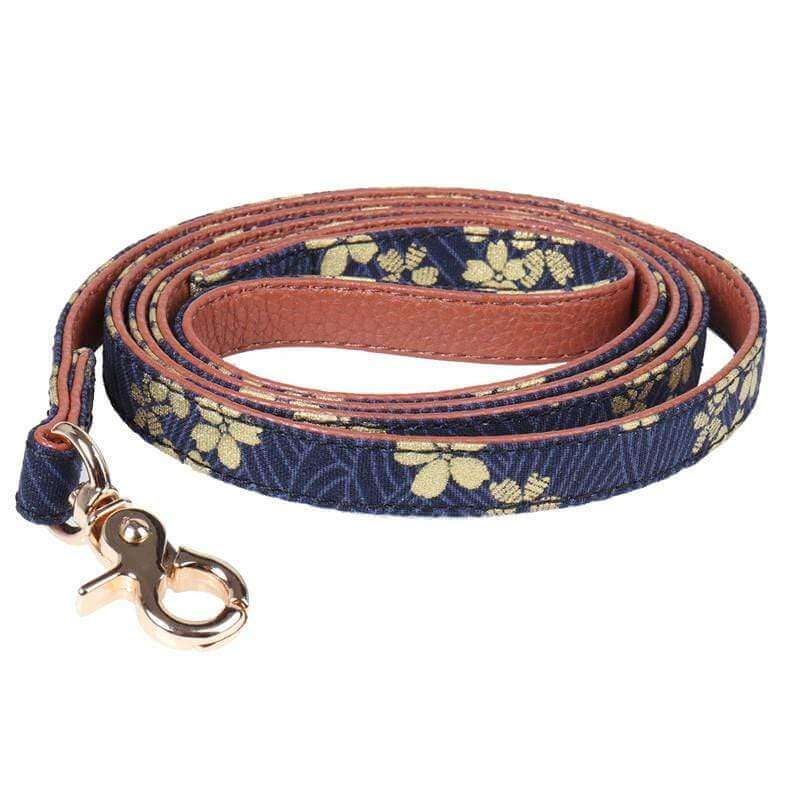 Pet Collar Bandanna - Floral patterned collar for dogs and cats featuring a bowknot and durable leather design.