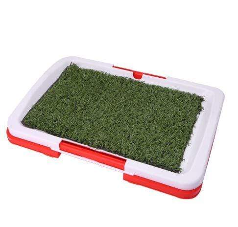 Pet Potty Training Pad Mat - synthetic grass pad with a red frame, perfect for potty training dogs and cats.