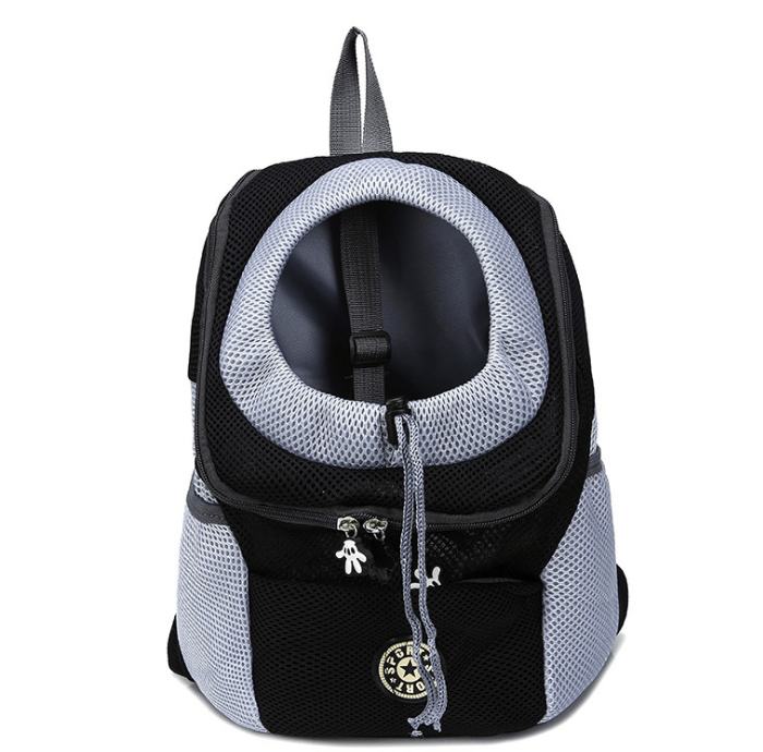 Portable Pet Carrier Chest Bag, mesh design, features big round window for dogs & cats, ideal for outdoor activities.
