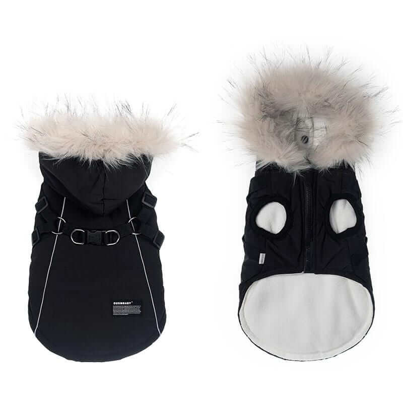 Pretty Paws Dog Coat, durable dog coat featuring padded construction, fur-trimmed hood, and lightweight design for Dogs & Cats.
