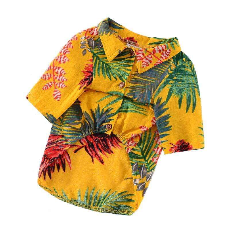 Printed Hawaiian Dog Shirt, stylish cotton shirt for dogs, features vibrant tropical print and machine washable convenience from Dogs & Cats.