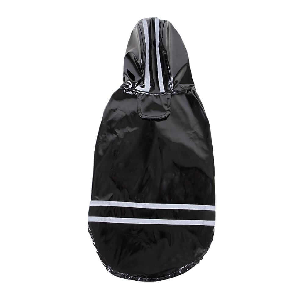 PU Reflective Hooded Dog Raincoat featuring reflective stripes, waterproof design, ideal for dogs and cats.