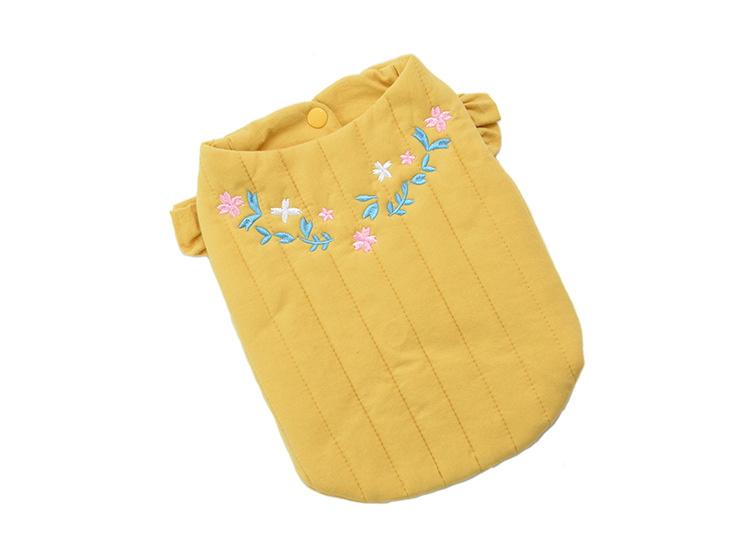 Quilted Embroidered Floral Winter Coat for dogs by Dogs & Cats, featuring floral embroidery and lightweight design.