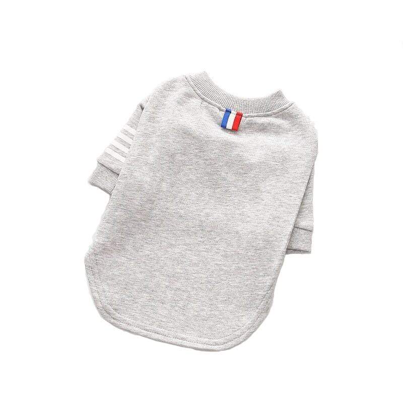 Short Sleeve Dog Sweater in gray, cotton material with round neckline and short sleeves for stylish Dogs & Cats.