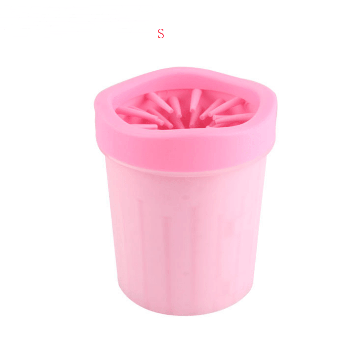 Silicone Dog Paw Washer Cup for dogs, soft cleaning brush, removable lid for massage, durable design by Dogs & Cats.