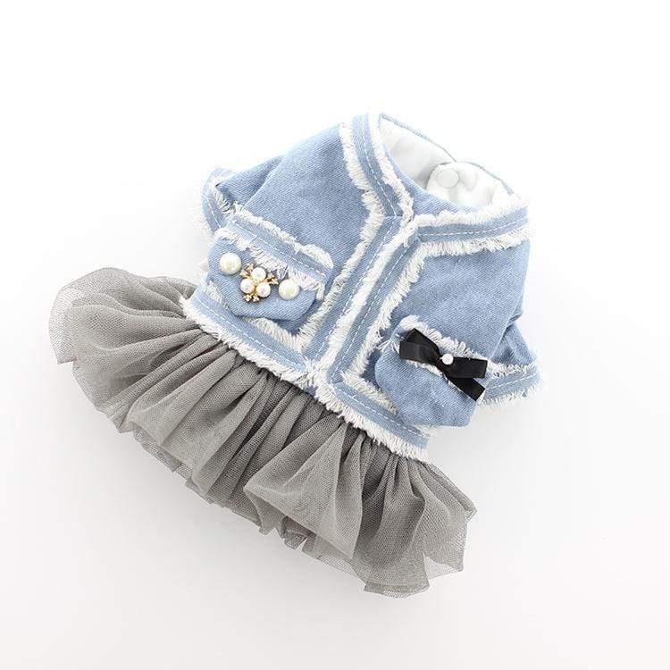 Small Dog Denim Tutu Skirt Dress featuring a denim finish, lightweight feel, and stylish tutu skirt. Perfect for dogs from Dogs & Cats.