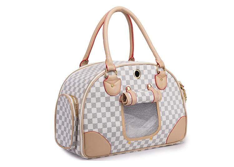 Small Pet Carrier Outdoor Bag with breathable mesh, high-quality PU leather for dogs & cats.