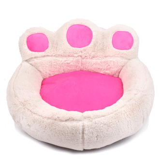 Soft Paw Pet Bed - plush faux fur and suede dog and cat bed with paw design, perfect for napping.
