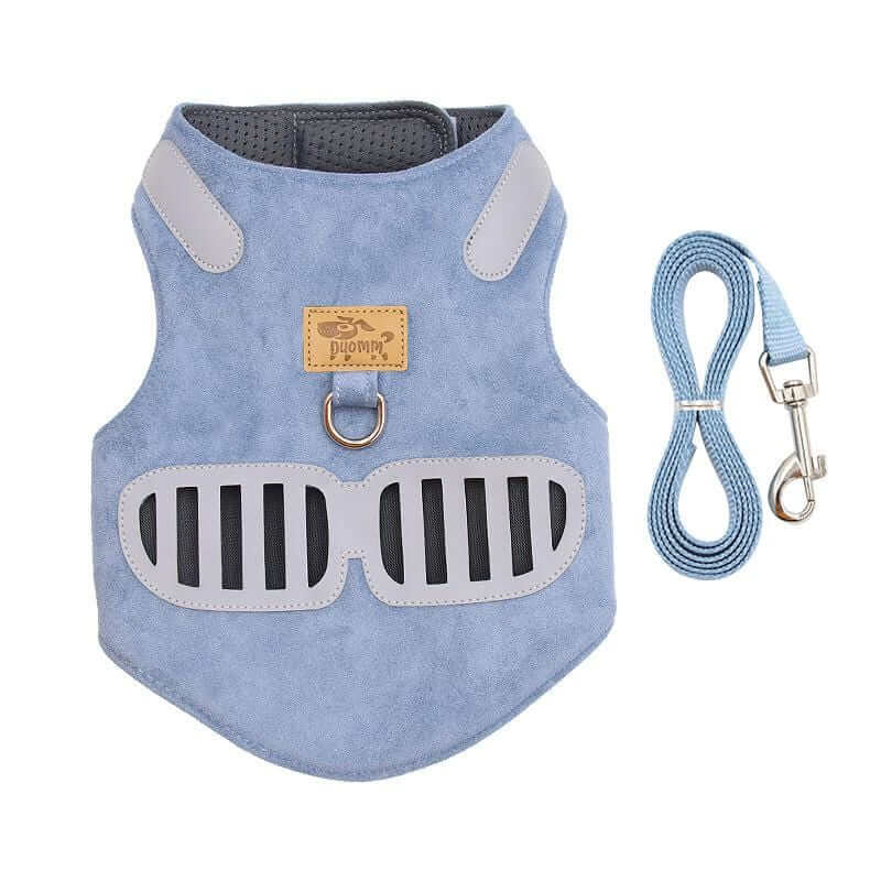 Soft Suede Harness Traction Rope featuring a lightweight padded design and leash attachment for dogs and cats.