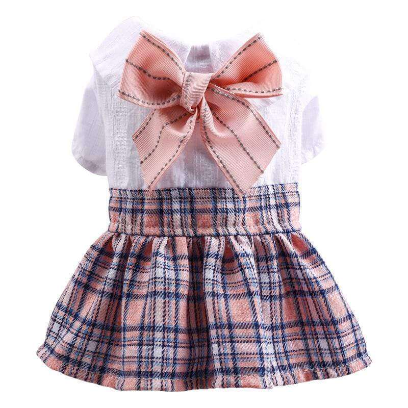 Sweet Princess Skirt Dress for Dogs & Cats, breathable cotton, stylish pull-over design with bow, Summer vibes.