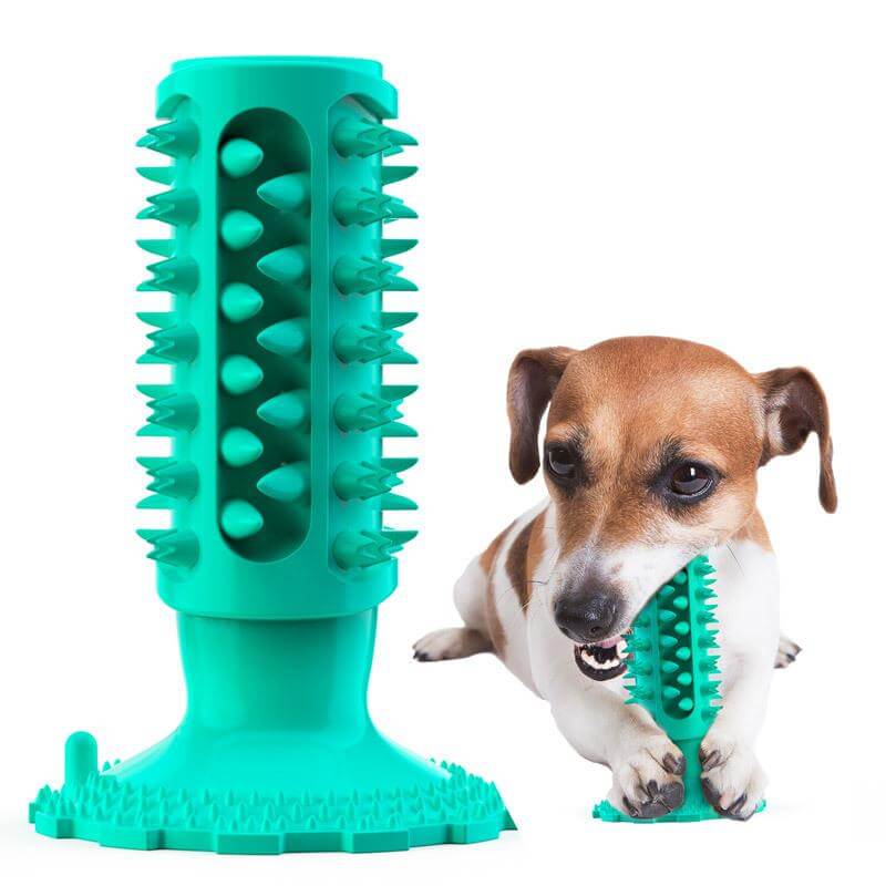Teeth Cleaning Dog Toothbrush, chew toy for dogs, features eco-friendly TPR material, soft bristles, Dogs & Cats brand.