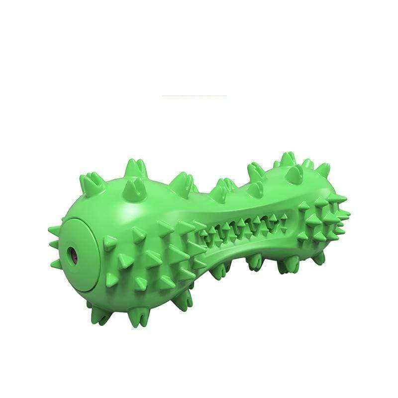 Vocal Dog Toothbrush Toy, eco-friendly, bite resistant, durable design by Dogs & Cats. Cleans teeth and freshens breath.