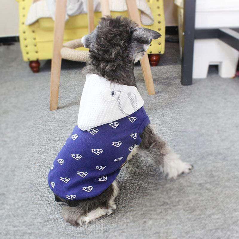 Warm Sleeveless Dog Hoodie on a small dog, showcasing cozy design and easy hook-and-loop tab, perfect for Dogs & Cats.