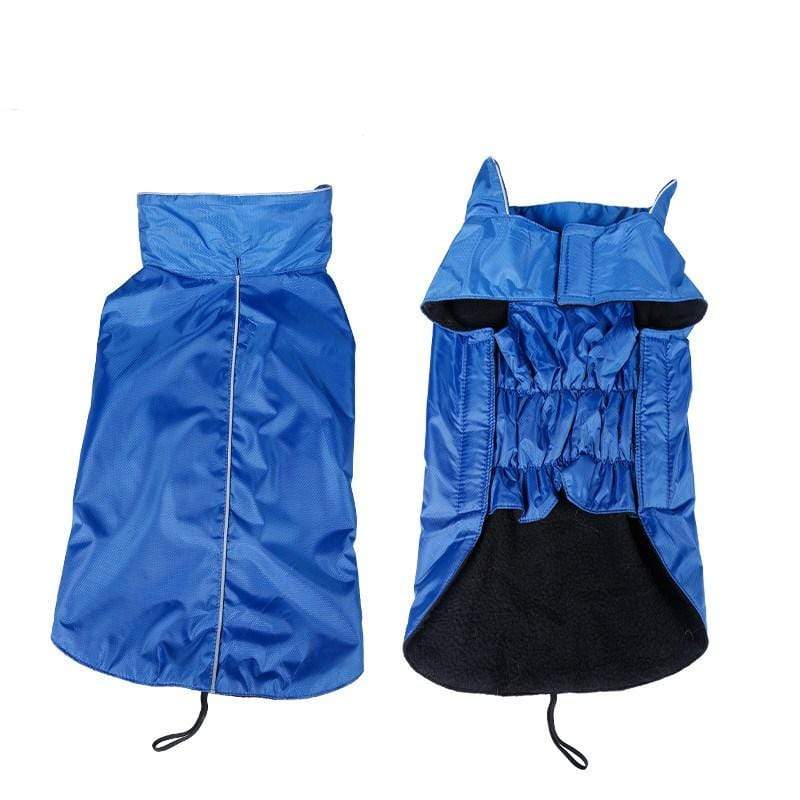 Waterproof Outdoor Jacket for Pet, blue, features reflective strip, made for dogs and cats by Dogs & Cats brand.